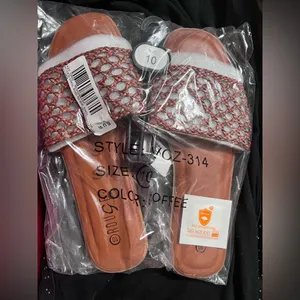 - NEW - Open Toe Woven Band Flat Sandals - Brown, SIZE 10 thumbnail 4