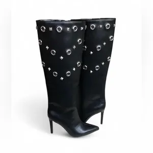 I.N.C. International Concepts Women's Black Saiqa Grommet Knee High Boots 6M thumbnail 5