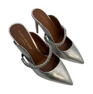 Kurt Geiger London Silver Rhinestone Studded Stiletto Heels Womens 9 Glam Formal thumbnail 1