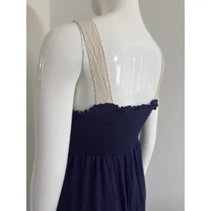 Women’s Blue Maxi Dress Size M Padded Lace Accents Embroidered Boho Cottagecore thumbnail 10