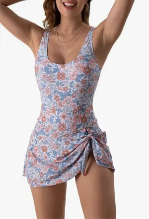 Eomenie One Piece Swimdress Swimsuits for Women Tummy Control Swim Dresses Skirt Bathing Suit thumbnail 1