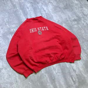 Vintage Red and White Sun Faded Ohio State Buckeyes Embroidered Crewneck Sweatshirt thumbnail 2