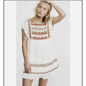 Free People Sunrise Wanderer boho mini dress white XS S thumbnail 2