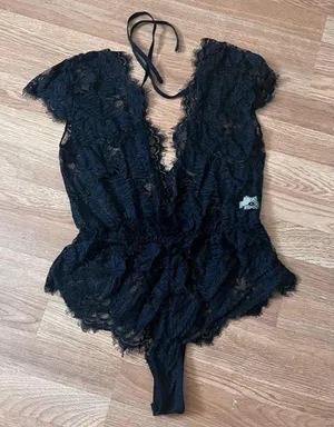Black Lace Lingerie Bodysuit thumbnail 1