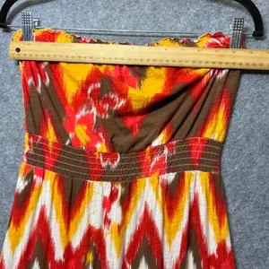 Lucky‎ Brand Maxi Dress Strapless Summer Chevron Floral Print Medium thumbnail 5