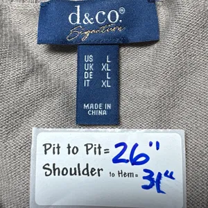 d&co Signature Women's Taupe Knit Sweater Long Sleeve‎ Oversized V-Neck L thumbnail 3