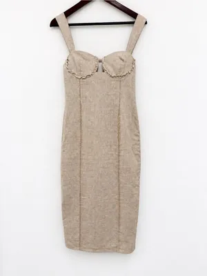 Hansen & Gretel Fowler Midi Dress In Sand Sz S thumbnail 3