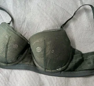 Lace Green and Tan Bra with Rose Gold clasps thumbnail 1
