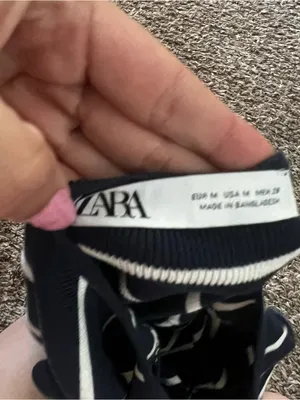 Zara Navy and White Striped Knit Top thumbnail 4