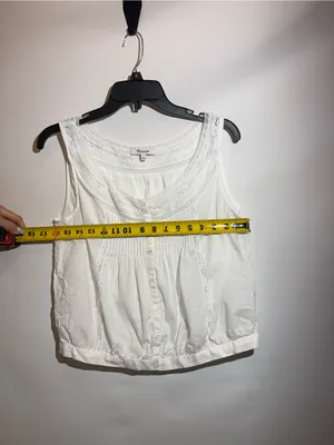 Madewell White Lace Insert Pintuck Cotton Voile Sleeveless Lightweight Top Sz S thumbnail 4