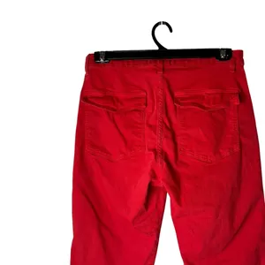 AMO Easy‎ Army Trouser Women 29 Red Raw Hem Patch Pocket Straight Leg Preppy thumbnail 7