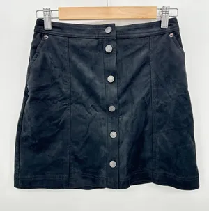 Abercrombie Skirt Women S Black Faux‎ Suede Button Front Mini thumbnail 1