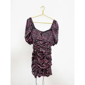 For Love and Lemons Melrose Mini Dress Medium Floral Puff Sleeve Ruched Corset thumbnail 4