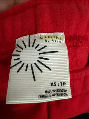 OFFLINE by Aerie Red Fleece Sweatpants Joggers XS thumbnail 3
