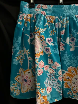 Wet Seal Teal Blue Floral Circle Mini Skirt MD thumbnail 4