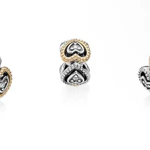 Pandora Sterling Silver with 14K‎ Gold Celebration of Love Heart Spacer thumbnail 3