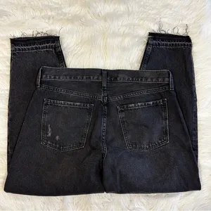 Old Navy High-Rise Slouchy Taper Jeans Womens 10 Washed Black Distressed Denim‎ thumbnail 4