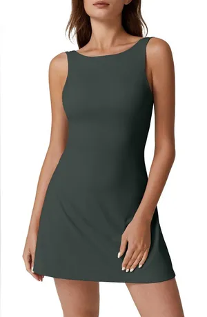 NWT‎ QINSEN Women’s Dark Green Open Back Tennis Dress - Size Large thumbnail 1