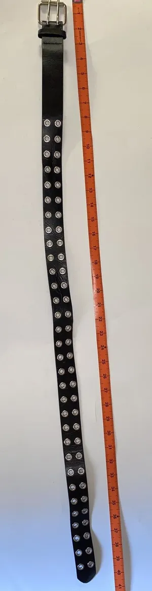 Black Faux Leather Double Prong Belt Silver-Tone Hardware Women's thumbnail 1