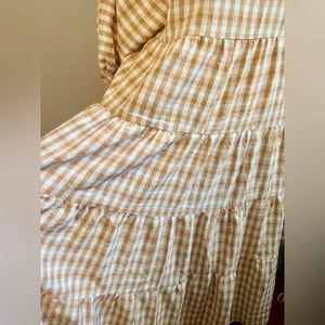ON YOU White and Camel Gingham Maxi Dress thumbnail 5