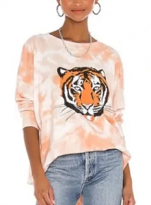 Wildfox Roadtrip La Tigre Oversized Crewneck Sweatshirt Size Medium thumbnail 1