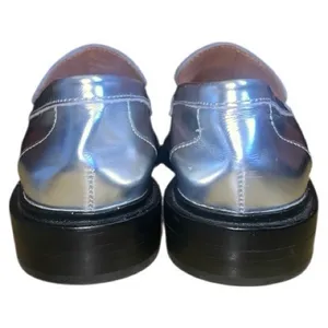 Madewell The Vernon Metallic Silver Leather Penny Loafers Size 6 thumbnail 6