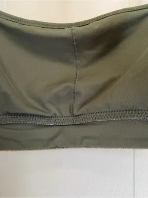 NWT AERIE Sparkle Straight Scoop Bikini Top Olive Green Size Small thumbnail 8
