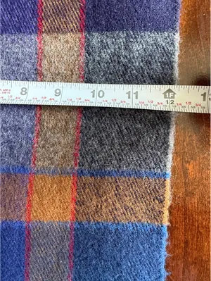 Colorful Plaid Wool Blend Scarf with Fringe thumbnail 6