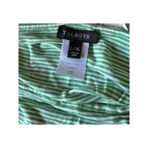 Talbots Womens Green White Striped‎ Knit Poncho L/XL thumbnail 5