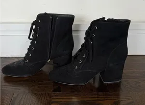 J. Crew Black Lace-Up Suede Ankle Boots thumbnail 1