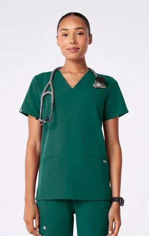 FIGS Scrub Top Two-Pocket Hunter Green thumbnail 1