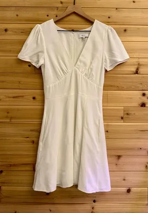 Reiss 2/XS V Neck Viscose Skater Mini Dress Bridal Summer thumbnail 1