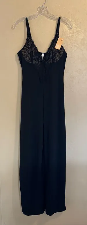 NWT Popilush Shapewear Lace Deep V-Neck Sculpting Wide Leg Jumpsuit sz L thumbnail 1