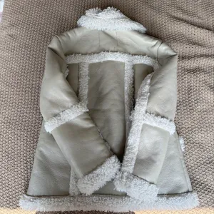 Urban Outfitters NWT Cream & White Faux Leather Jacket w Faux Fur Trim thumbnail 2