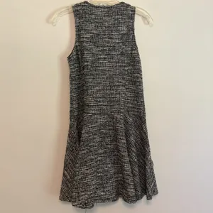 Potter's Pot Small Sleeveless Zipper Front Black White Tweed Knit Dress Workwear thumbnail 6