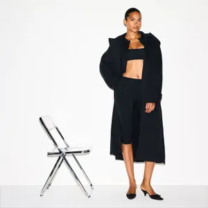 SKIMS NWT Boyfriend Fleece Oversized Trench Coat - Onyx XS thumbnail 3