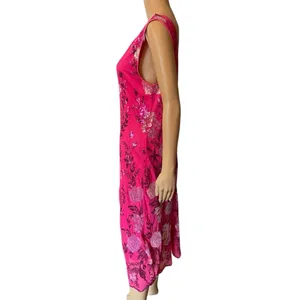Pink Silver Sequin Embroidered Floral Preppy Barbie Glam Party Midi Dress thumbnail 5