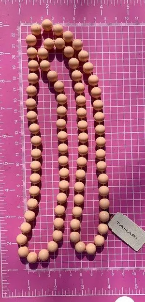 Tahari Beaded Necklace set in White and Tan/peach 36” freestyle thumbnail 2