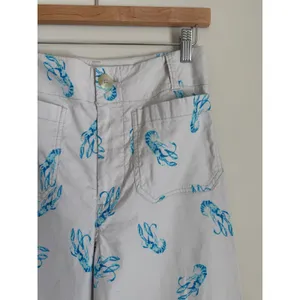 Maeve The Colette Wide Leg Pants Women 27 Blue Lobster Print Linen Blend Cropped thumbnail 4