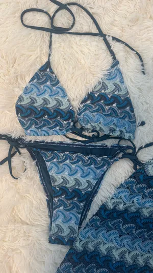 3 piece bikini set Blue thumbnail 2
