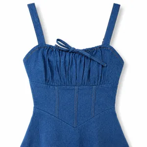 NEW Lulus Considered Charisma Blue Chambray Bustier Corset Style Mini Dress XS thumbnail 6