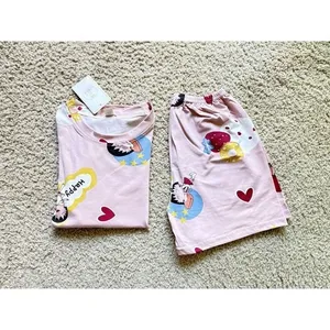 Women's Pajama Set Size S – Cute Summer T-shirt‎ and Shorts Sleepwear Lounge new thumbnail 4