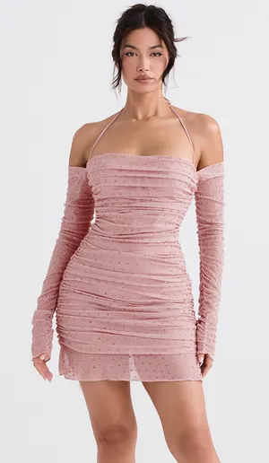 NWOT House of CB ESTELLA Soft Pink Crystallised Dress. Size XL thumbnail 1