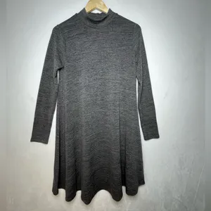 Abercrombie Women’s Gray Mini Dress Sz M Y2K Mock Neck Long Sleeve Fit Flare thumbnail 2