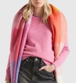 NEW H&M WOOL Sweater Medium Crew Neck Long Sleeve Ribbed Hem bubble gum pink thumbnail 1