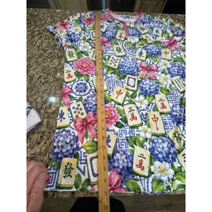 Zumbamboo Mahjong in Bloom Bamboo Women Short Sleeve Short Pajama Set Size XL thumbnail 8
