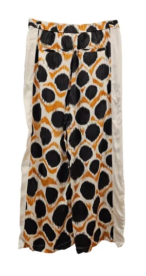 Anthropologie x Maeve Wellesley Wide Leg Printed Satin Pants - Brown/Black/White thumbnail 5