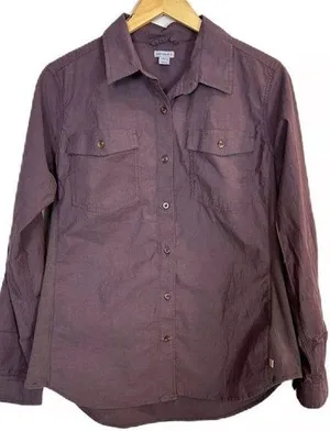Carhartt women’s size L (12-14) muted plum relaxed fit button down shirt thumbnail 1