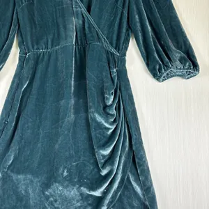 Aritzia Wilfred Lyric Women's Dress Sz 0 Green Velvet Silk Blend Mini Faux‎ Wrap thumbnail 5