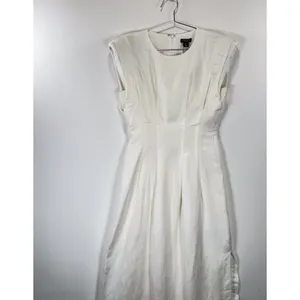 NWT Karen Millen Maxi Dress White Linen Pintuck A Line Quiet Luxury 4 Petite thumbnail 5